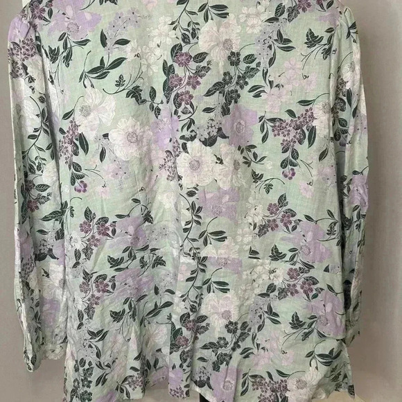 Liz Claiborne Floral Linen Button Down 3/4 Sleeve Plus Size 1X - Picture 4 of 4